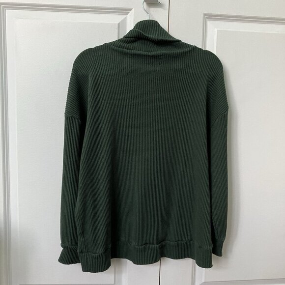 Gap Shirt Womens M Waffle Knit Oversize Turtleneck Emerald Green Long Sleeve - Picture 3 of 7